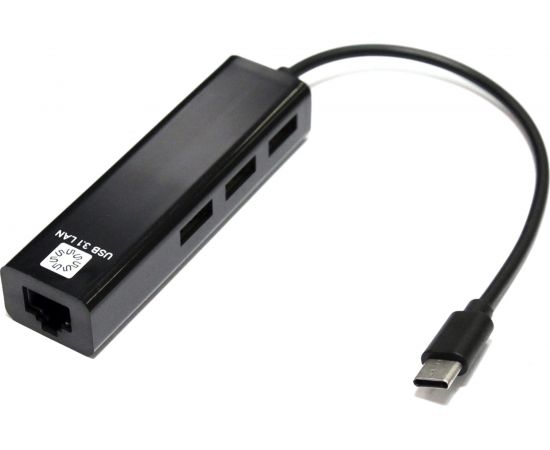 Сетевая карта 5bites USB3.1 RJ45 100 мегабит 3хпортов USB2.0 разветв. черный UA3C-45-09BK 