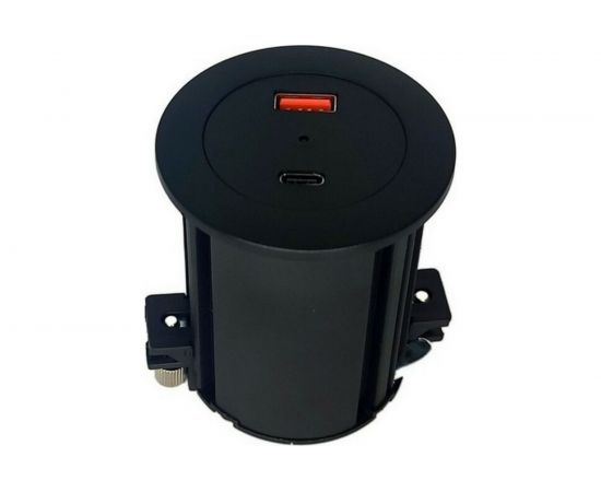 Встраиваемая розетка ROCKETSOCKET 2 USB Type A+C 45W стандарта QC3.0+PD3.0, кабель 2м, диаметр 54мм AM-54-2AC-12 