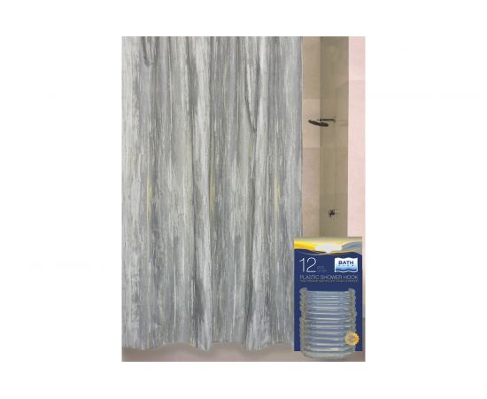 Комплект: штора для ванной и кольца Bath Plus Nordic2 grey akch1851 