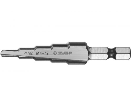 Сверло МАСТЕР ступенчатое по сталям и цветным металлам (4-12 мм; 5 ступеней; L65 мм; HEX1/4"") Зубр 29665-4-12-5 