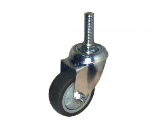 Колесо темно-серая мягкая гладкая резина крепление болтом М10 SCTG93 75 мм MFK-TORG 8062075M 