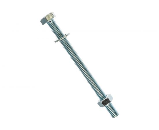 Болт Tech-Krep DIN933 с шестигранной головкой, оцинкованный М6х80 + гайка + шайба 4 шт - пакет 112721 