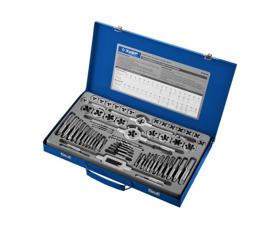 Набор метчиков и плашек Зубр ПРОФЕССИОНАЛ сталь Р6М5, 65 предметов 28110-H65 – изображение 2