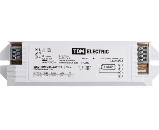 Электронный пускорегулирующий аппарат | дроссель TDM EB-T8-118-EA2 SQ0339-0001 – изображение 2