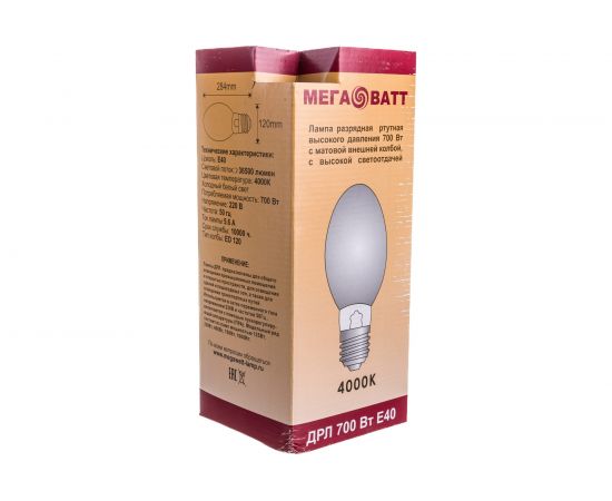 Газоразрядная ртутная лампа МЕГАВАТТ ДРЛ 700 E40 /15/ 03062 – изображение 2