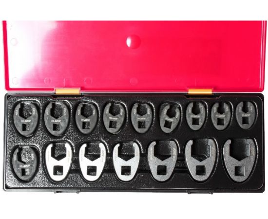 Набор односторонних разрезных ключей 3/8"" 10-19мм, 1/2"" 21-27мм в кейсе 16шт JTC-K6161 – изображение 2