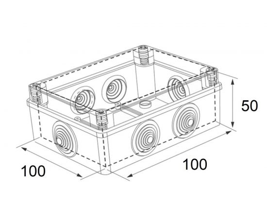 Распаячная влагозащищенная коробка MTG с 6 вводами настенная 100x100x50 IP54 31392 – изображение 2