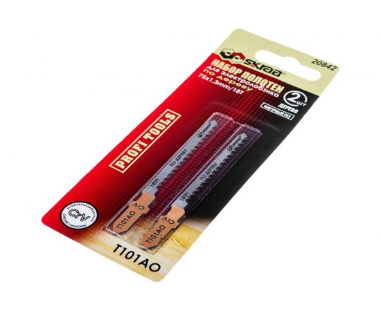 Пилки по дереву Т-101AО (2 шт; 75 мм; 18TPI; Cr-V) для лобзика SKRAB 20842 – изображение 3