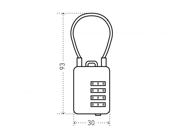 Навесной замок Аллюр ВС1КТ-30/3 H2 (синий; с тросиком; кодовый; 3 мм) 10155 – изображение 3