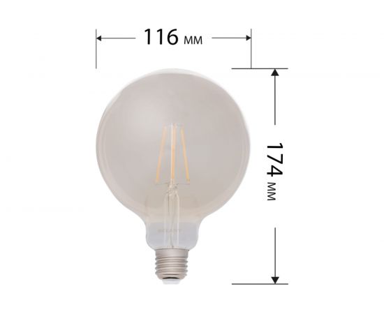 Филаментная диммируемая лампа REXANT Груша A125 11.5 Вт 2400K E27 золотистая колба 604-145 – изображение 5