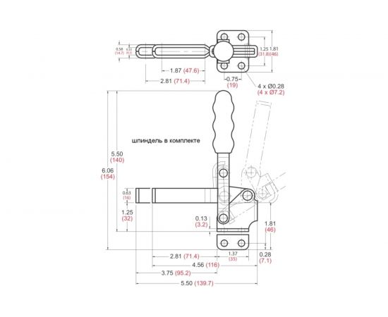 Механический зажим с вертикальной ручкой, усилие 227кг Goodhand GH-12130 – изображение 5