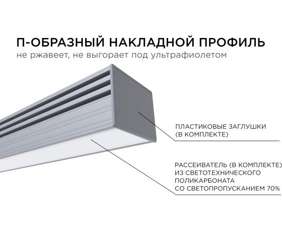 Алюминиевый прямой профиль Apeyron глубокий для светодиодной ленты 2м 3013 08-10 – изображение 6