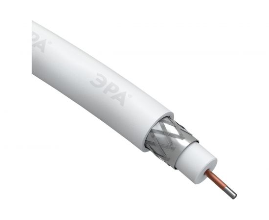Коаксиальный кабель ЭРА RG6U, 75 Ом, CCS/, PVC, цвет белый Б0044599 