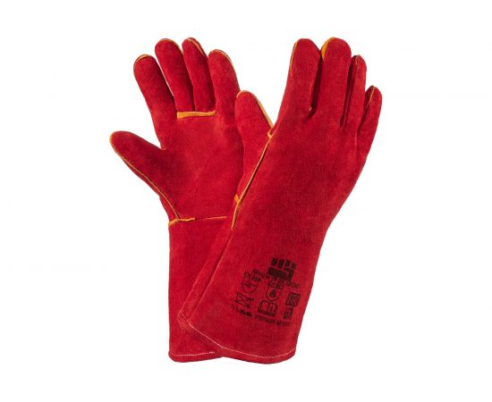 Спилковые краги Фабрика перчаток Трэк Люкс Красные ПЕР-ТР-PW-120 