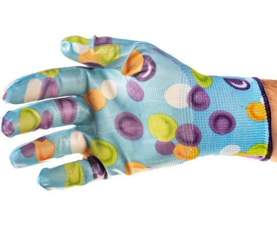 Садовые нейлоновые перчатки Спец 13g, облитые прозрачным нитрилом СС-2008 