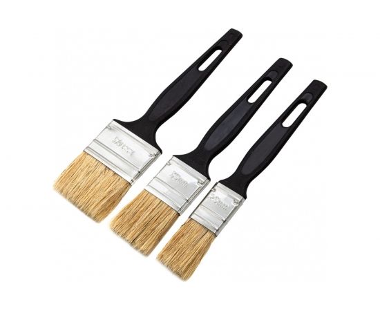 Набор флейцевых кистей СИБРТЕХ 3шт., натуральная щетина, пластиковая ручка 82507 