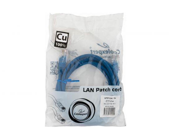 Медный патч-корд Cablexpert UTP PP10-2M/B кат.5e, 2м, литой, многожильный синий PP10-2M/B – изображение 3