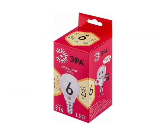 Светодиодная лампочка ЭРА RED LINE LED P45-6W-827-E14 R Е14 / E14 6 Вт теплый белый свет Б0051058 – изображение 3