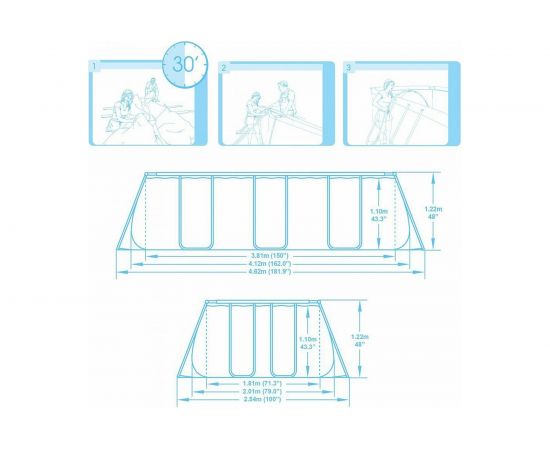 Каркасный бассейн BestWay 412х201х122см, 8124л прямоугольный 56456 BW – изображение 3