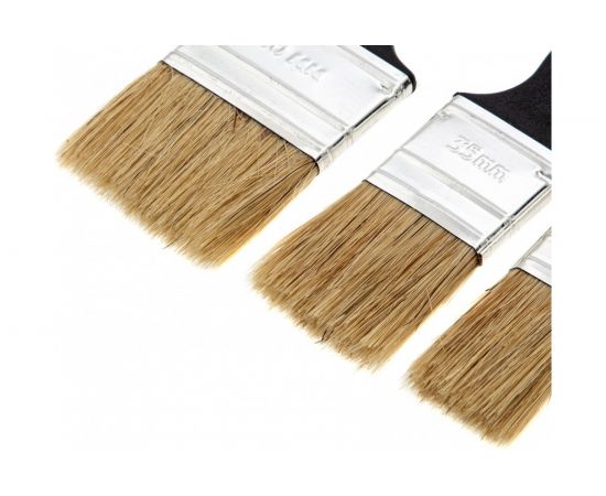 Набор флейцевых кистей СИБРТЕХ 3шт., натуральная щетина, пластиковая ручка 82507 – изображение 4