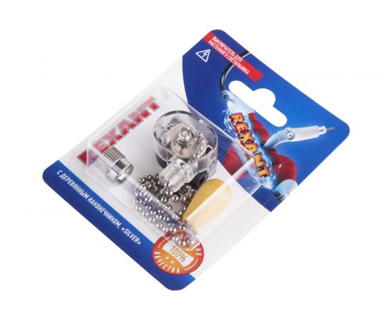 Выключатель для бра REXANT с серебряной цепочкой 270 мм и деревянным наконечником 06-0244-A – изображение 4