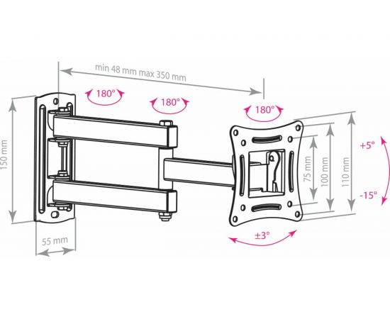 Кронштейн для LED/LCD телевизоров Arm media LCD-104 black 10192 – изображение 4