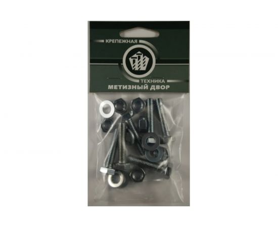Пакет болт с гайкой и шайбой Ме��изный двор цинк м6х16мм 15 шт. 4607173901699 – изображение 4