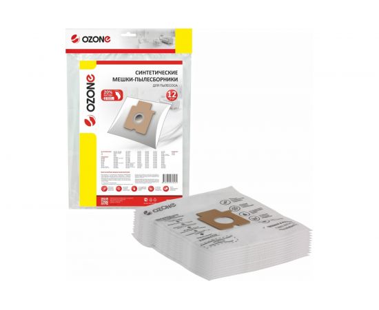 Мешки-пылесборники синтетические 12 шт + 2 микрофильтра для пылесоса Ozone XXL-14 – изображение 4