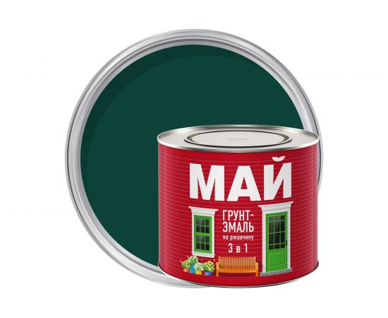 Грунт-эмаль по ржавчине МАЙ ""3 в 1"", зеленая 1,9кг 205491 