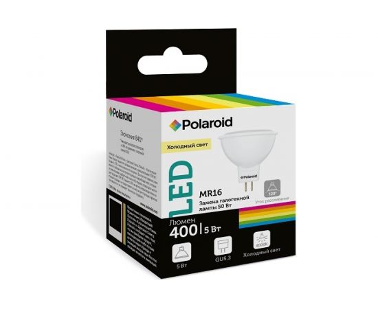 Светодиодная лампа Polaroid 220V MR16 5W 4000K GU5.3 400lm PL-MR16504 
