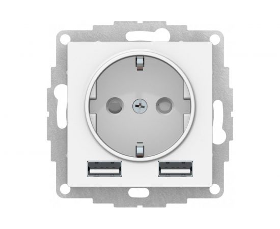 Розетка 16А с 2 USB A+A Schneider Electric AtlasDesign Белый 5В/2,4А, 2х5В/1,2А ATN000130 