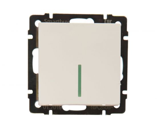 Выключатель Smartbuy 1-клавишный с индикатором 10А белый Нептун SBE-05w-10-SW1-1 