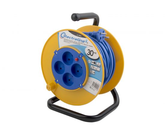 Удлинитель на катушке с защитой от перегрузок, 4 розетки 30м Electraline 49010 