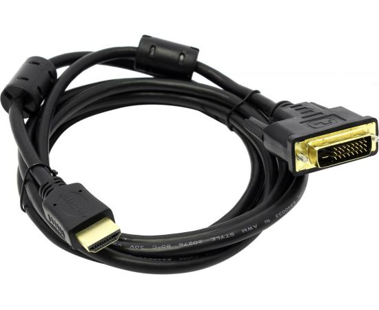 Кабель HDMI M - DVI M 24+1 5bites Dual Link ферритовые кольца, позолоченные контакты 2м APC-073-020 