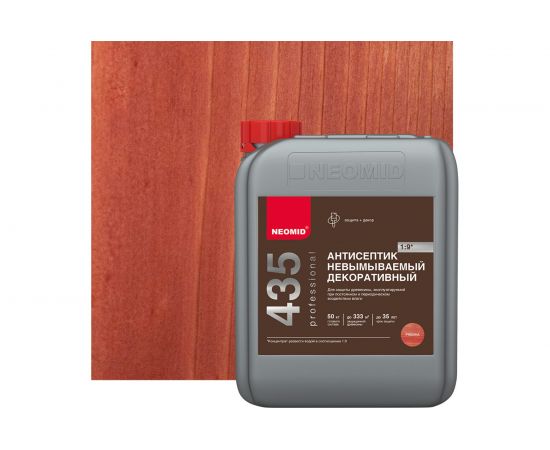 Декоративный невымываемый антисептик NEOMID 435 5 кг, рябина Н-435-5/к1:9 ряб. 
