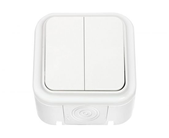 Выключатель Bylectrica 2-клавишная, открытая установка, 6А, IP54, серия ПРАЛЕСКА АКВА, белый, А56-224 – изображение 2