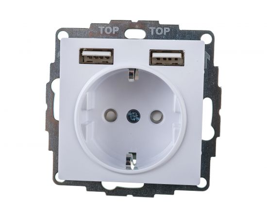 Розетка 16А с 2 USB A+A Schneider Electric AtlasDesign Белый 5В/2,4А, 2х5В/1,2А ATN000130 – изображение 2