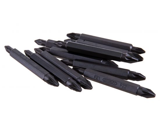 Двухсторонняя отверточная вставка Stanley PZ1 PZ2 60 мм 1/4" HEX 10 шт. 1-68-786 – изображение 2