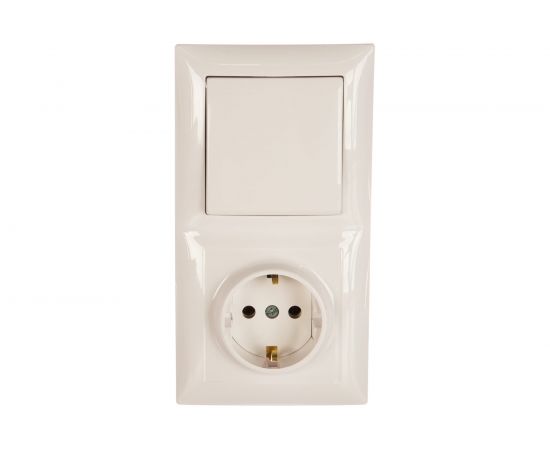 Комбинированный блок Кунцево-Электро СЕЛЕНА скрытой установки выключатель+розетка с з/к БКВР-411 8207 – изображение 2