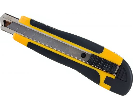 Строительный нож Biber 50118 усиленный, обрезиненный корпус, с прямоугольным фиксатором тов-202805 – изображение 2