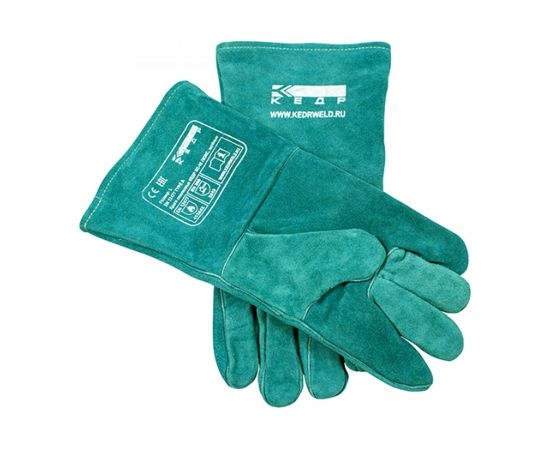 Спилковые краги Кедр КС-15 ЛЮКС зеленые 8005388 – изображение 3