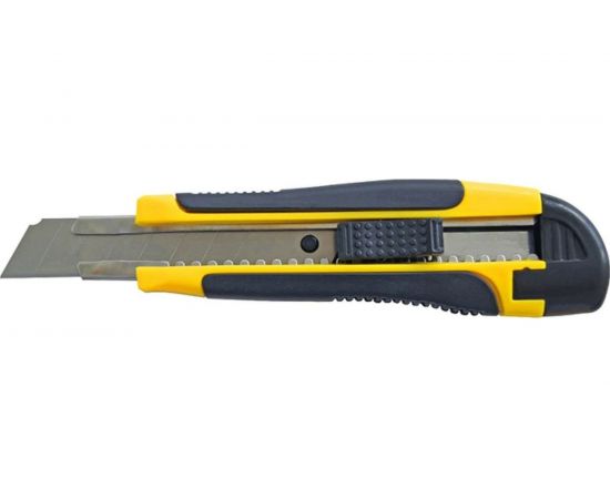 Строительный нож Biber 50118 усиленный, обрезиненный корпус, с прямоугольным фиксатором тов-202805 – изображение 4