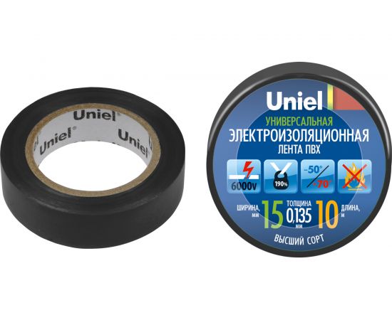 Изоляционная лента Uniel 10/15/01 BLK UIT-135P 4510 