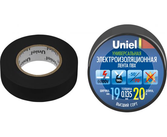 Изоляционная лента Uniel 20/19/01 BLK UIT-135P 4478 