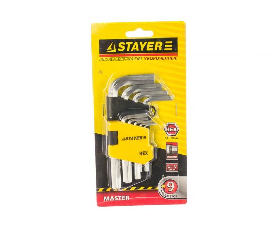 Набор имбусовых коротких ключей 9 предметов STAYER MASTER 2740-H9 
