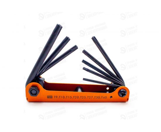 Набор ключей TDM Гранит TORX раскладной 8 шт. T9 - T40, углеродистая сталь, блистер SQ1020-0211 