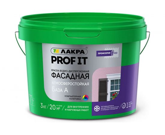 Фасадная краска Лакра PROF IT База А 3 кг Лк-00008179 