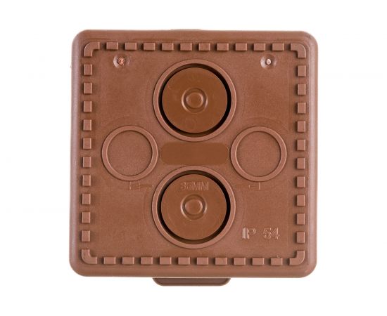 Распаячная коробка ЭРА открытой установки КОР дуб 65х65х50мм с гермовводами 4 вх. IP54 Б0043228 – изображение 2