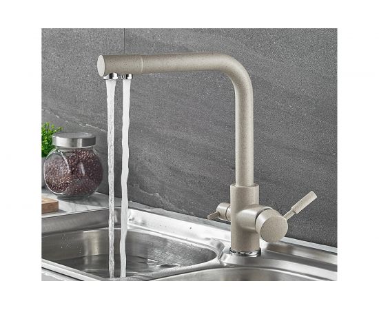 Смеситель для кухня с выходом питьевой воды LEDEME картридж диаметр 35 мм, бежевый-матовый L4055K-3 807025 – изображение 2