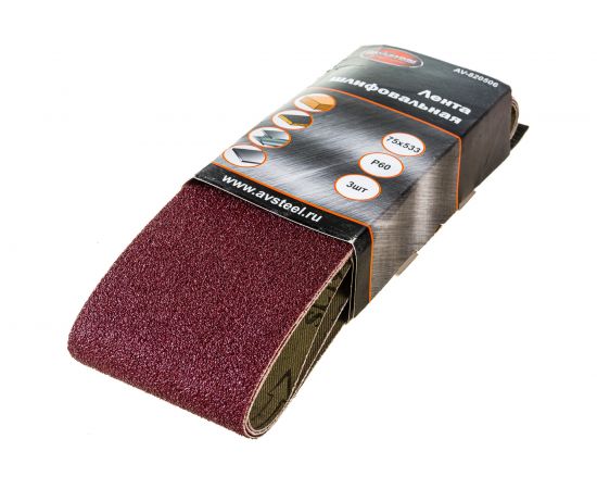 Лента шлифовальная (3 шт; 75х533 мм; Р60) AV Steel AV-820506 – изображение 3